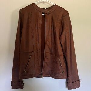 Brown Soft Fake Leather Jackey